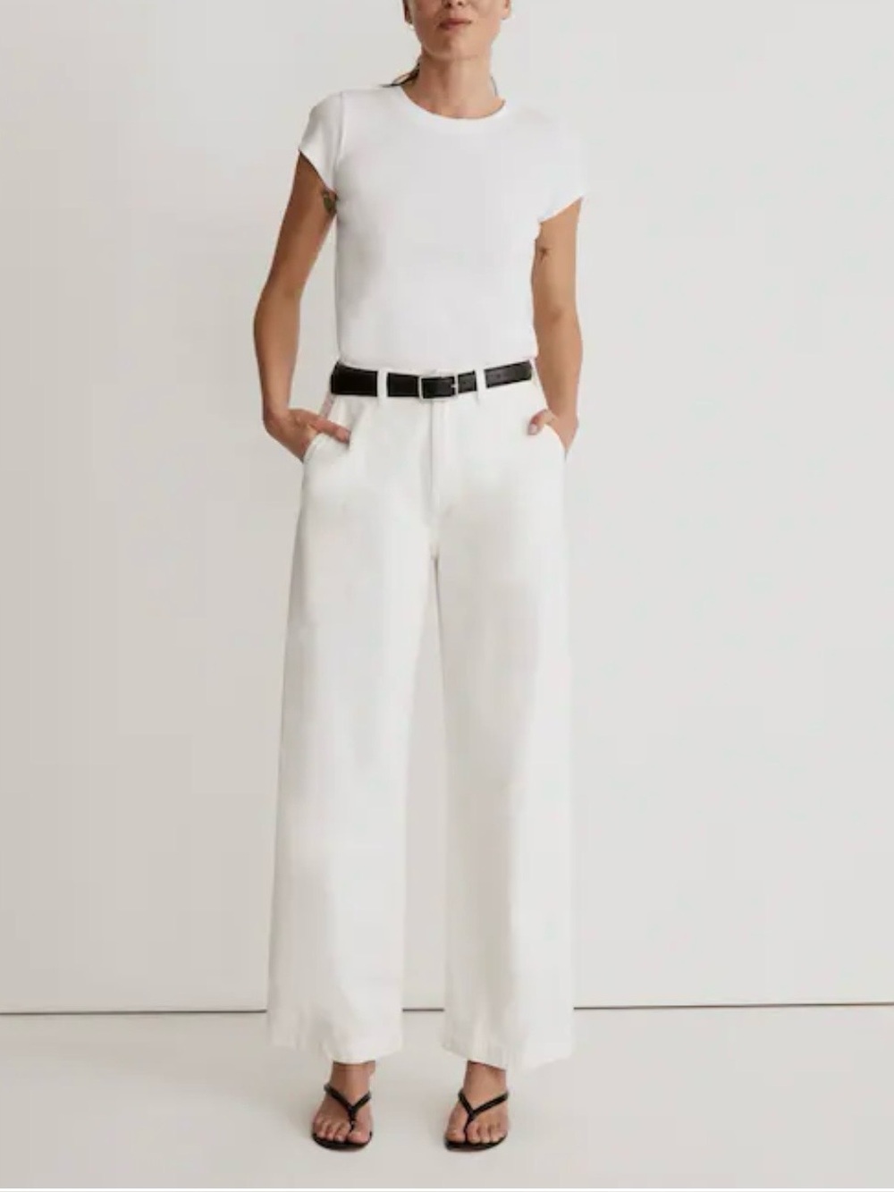 Madewell Harlow White Wide Leg Linen pants.  Size 4